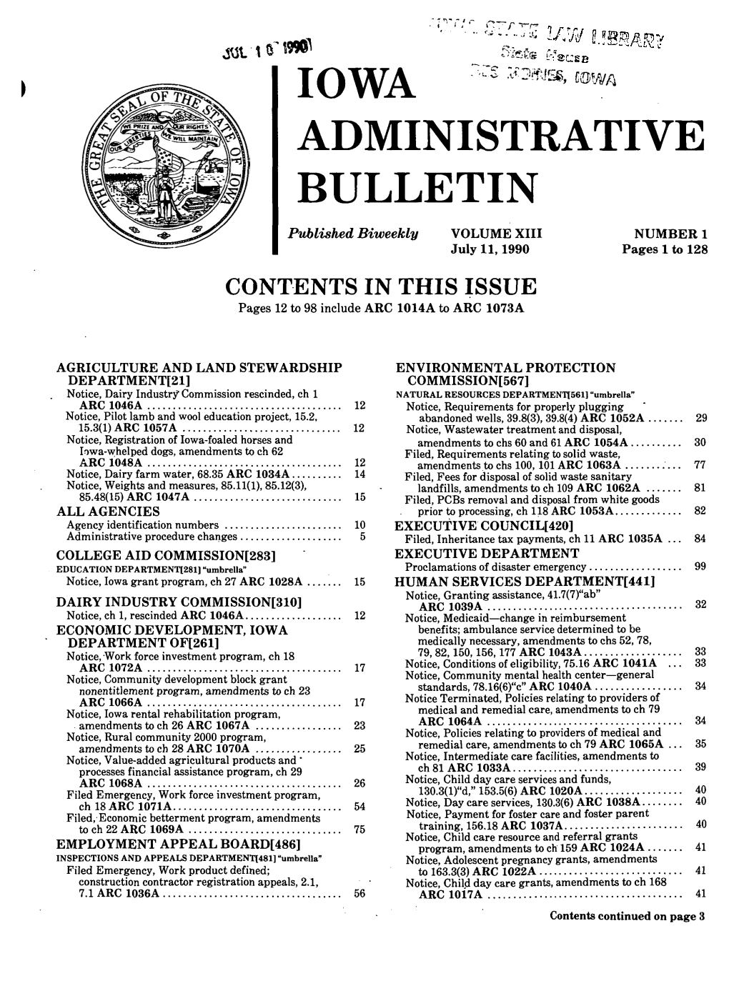 IOWA "" :^^E6, Mm ADMINISTRATIVE BULLETIN