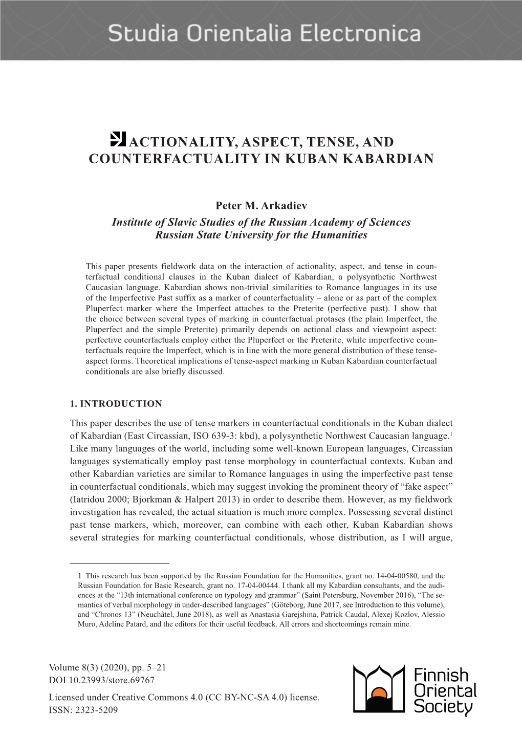 Actionality, Aspect, Tense, and Counterfactuality in Kuban Kabardian