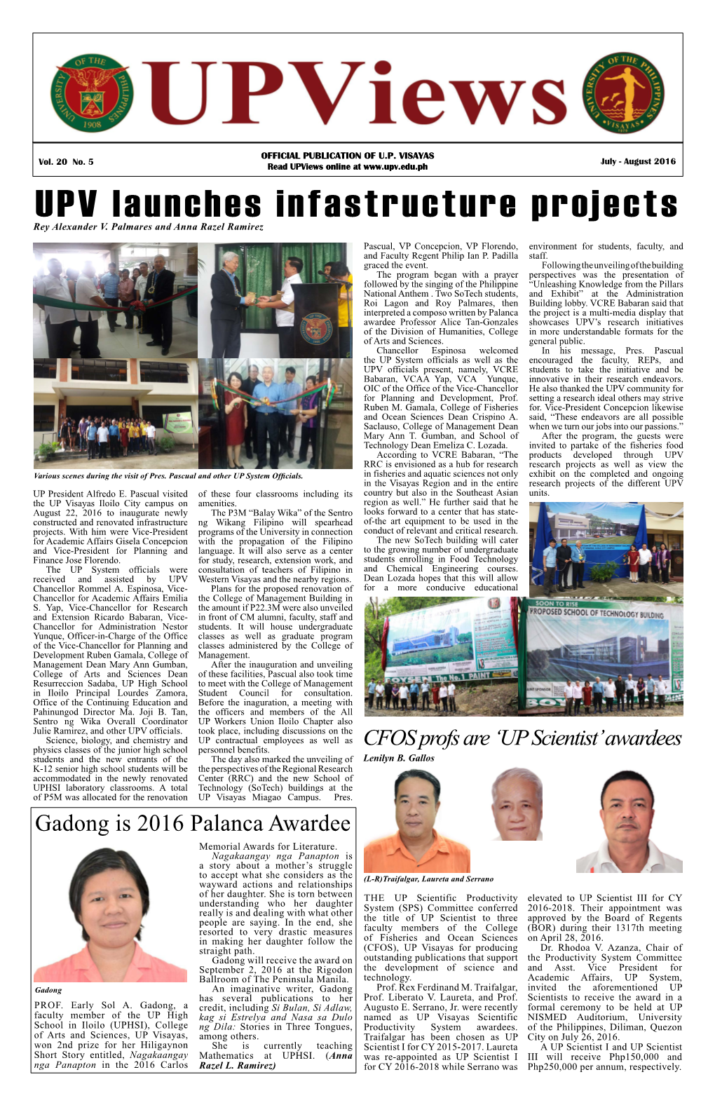 UPV Launches Infastructure Projects Rey Alexander V
