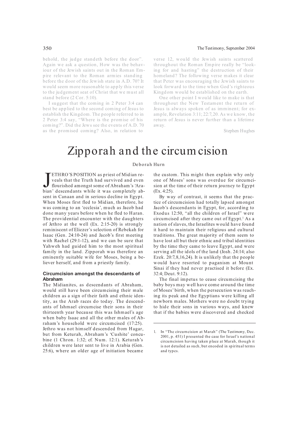 Zipporah and the Circumcision Deborah Hurn