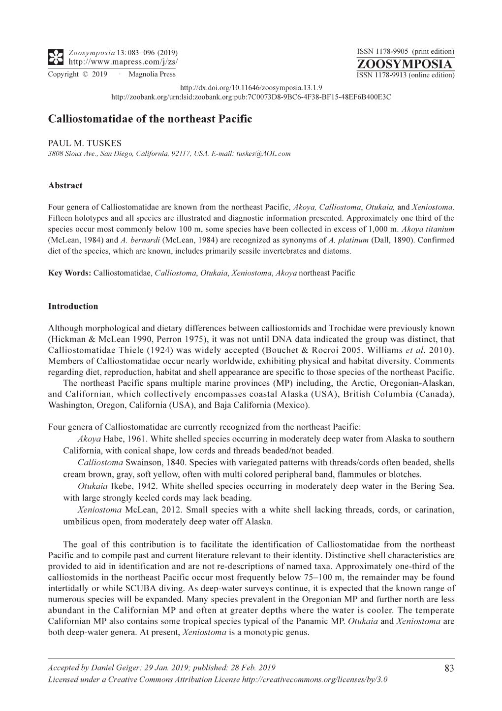 Calliostomatidae of the Northeast Pacific