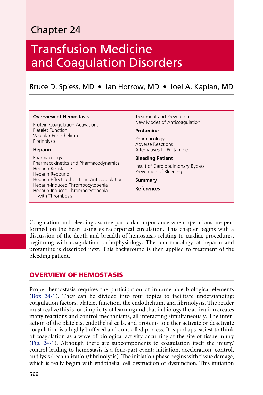 Chapter 24 Transfusion Medicine and Coagulation Disorders