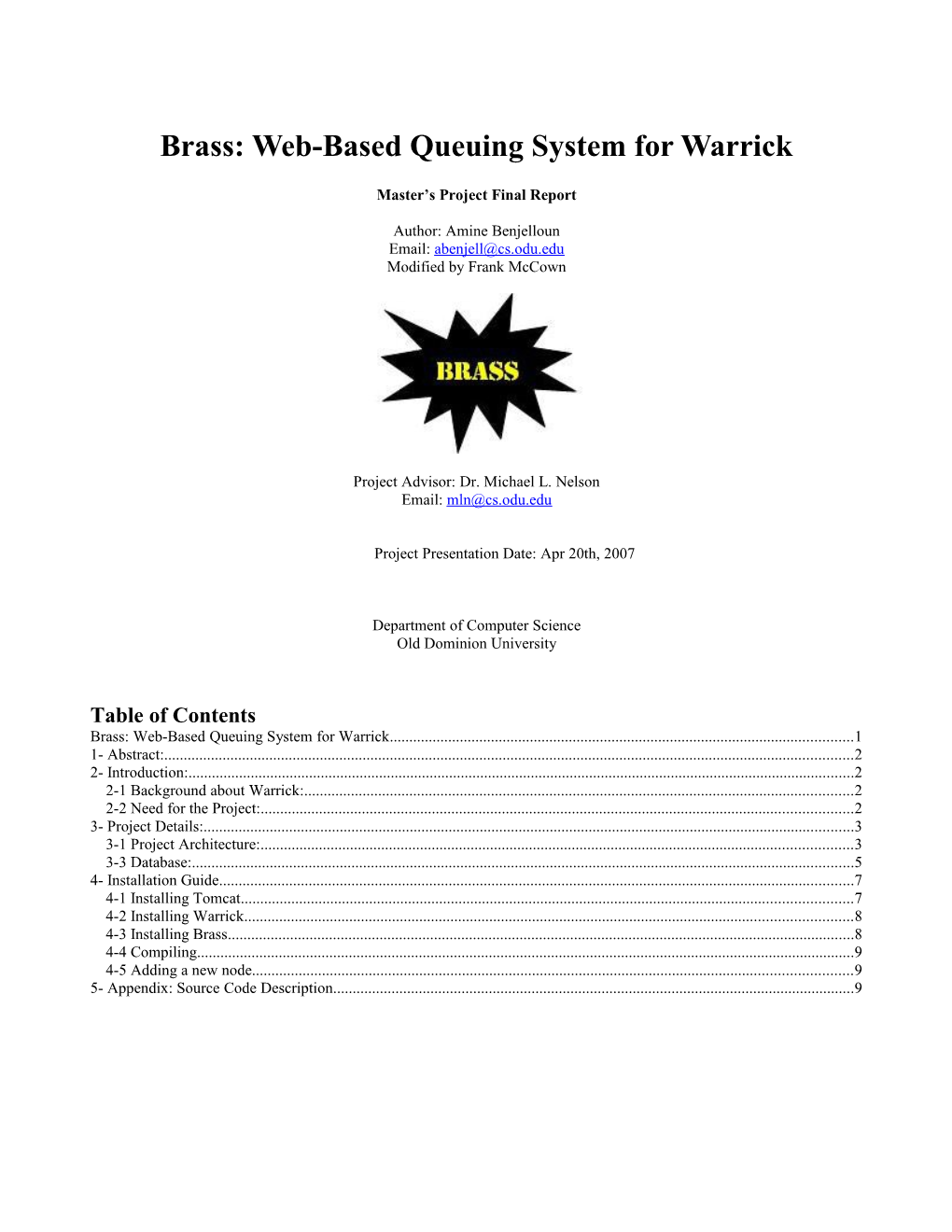 Brass: Web-Based Queuing System For Warrick