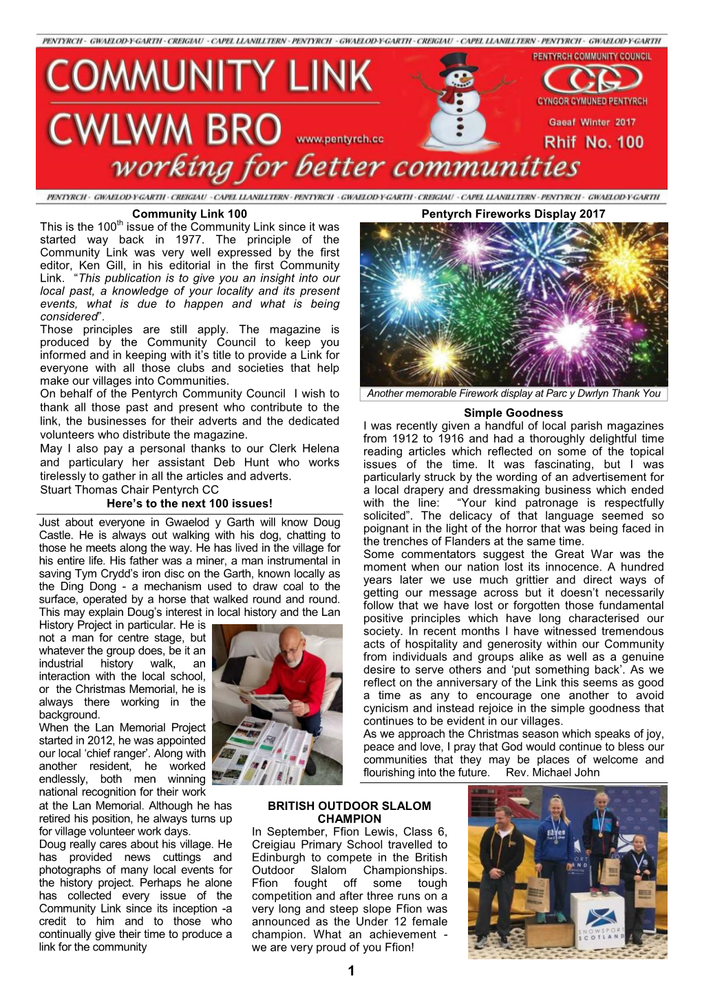 Community Link 100 Pentyrch Fireworks Display 2017 This Is the 100Th Issue of the Community Link Since It Was Started Way Back in 1977