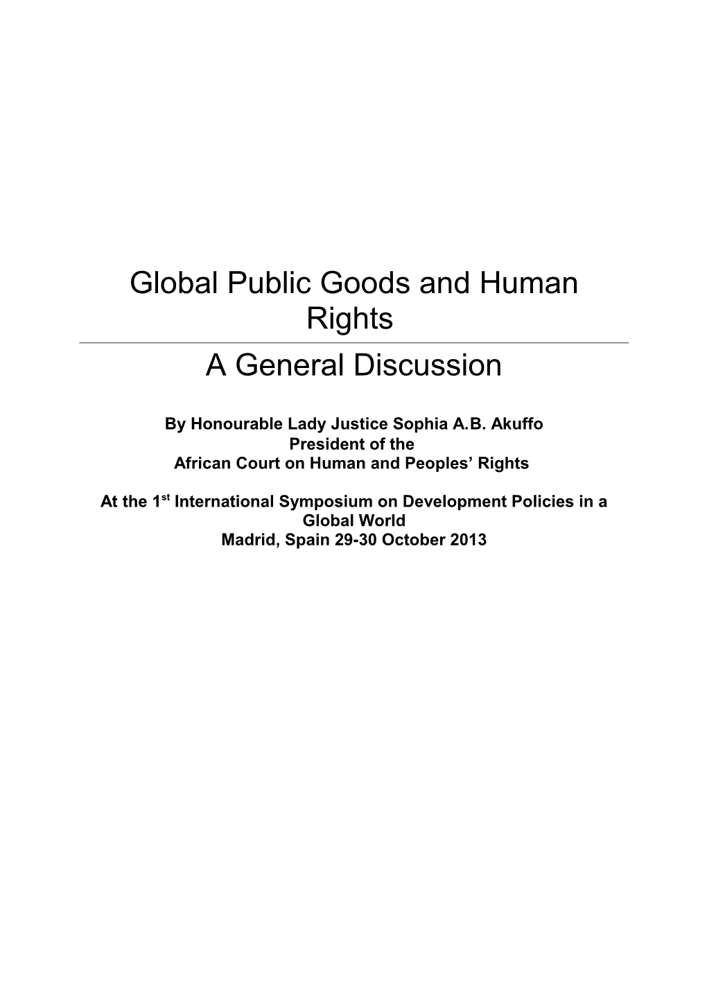 Global Public Goods And Human Rights