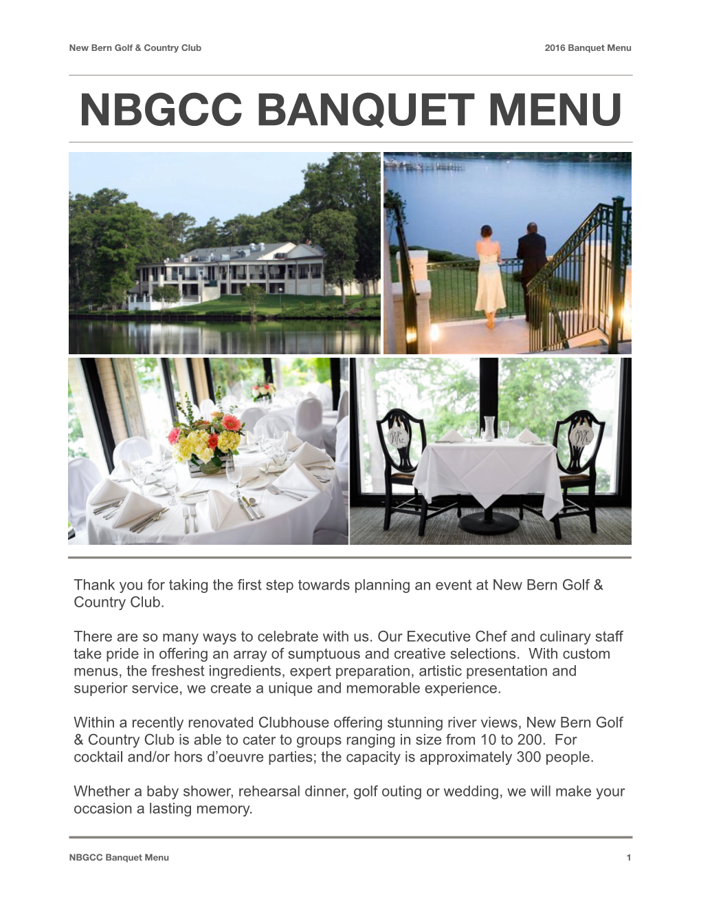 Banquet Menu 2016