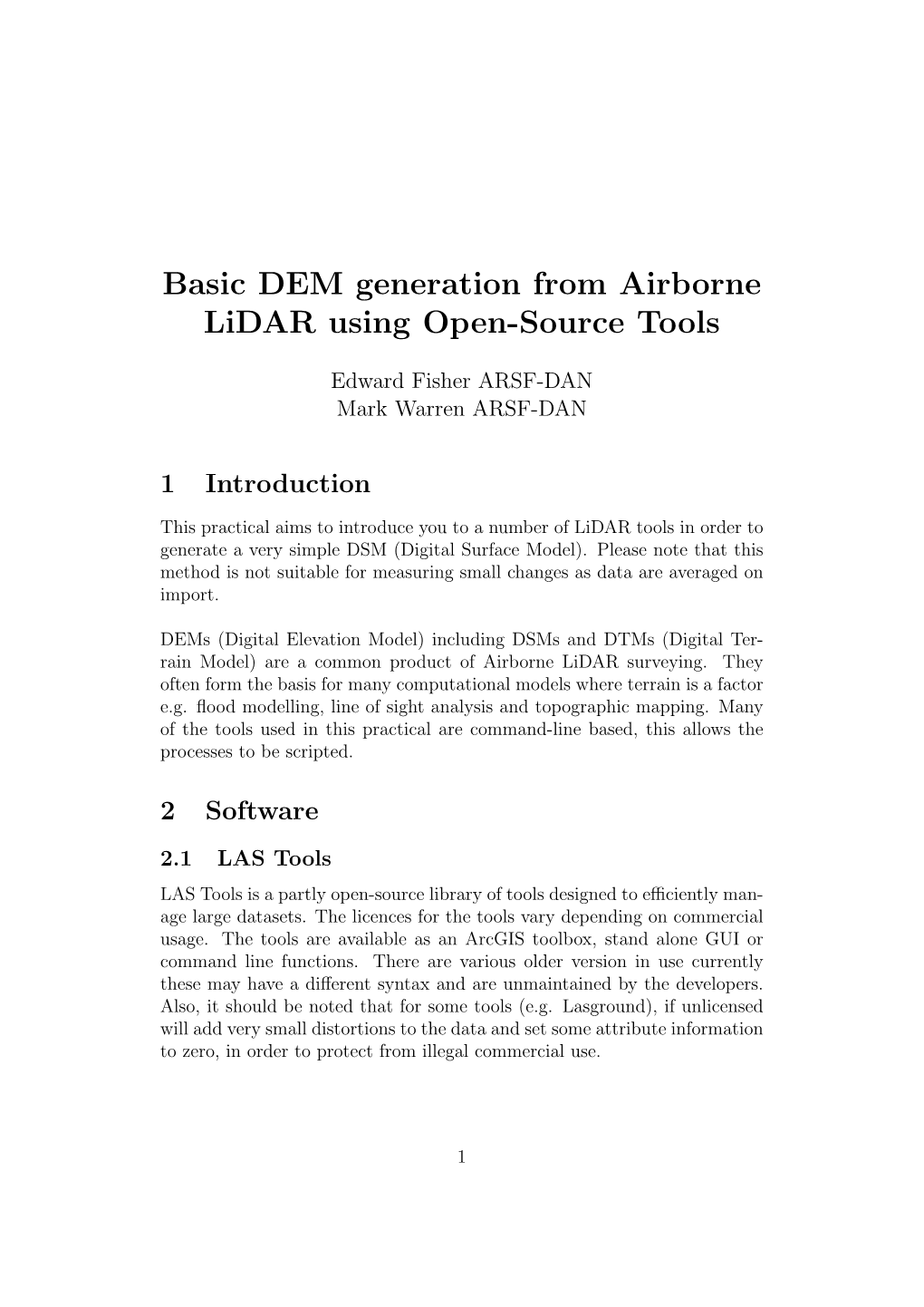 Basic DEM Generation from Airborne Lidar Using Open-Source Tools