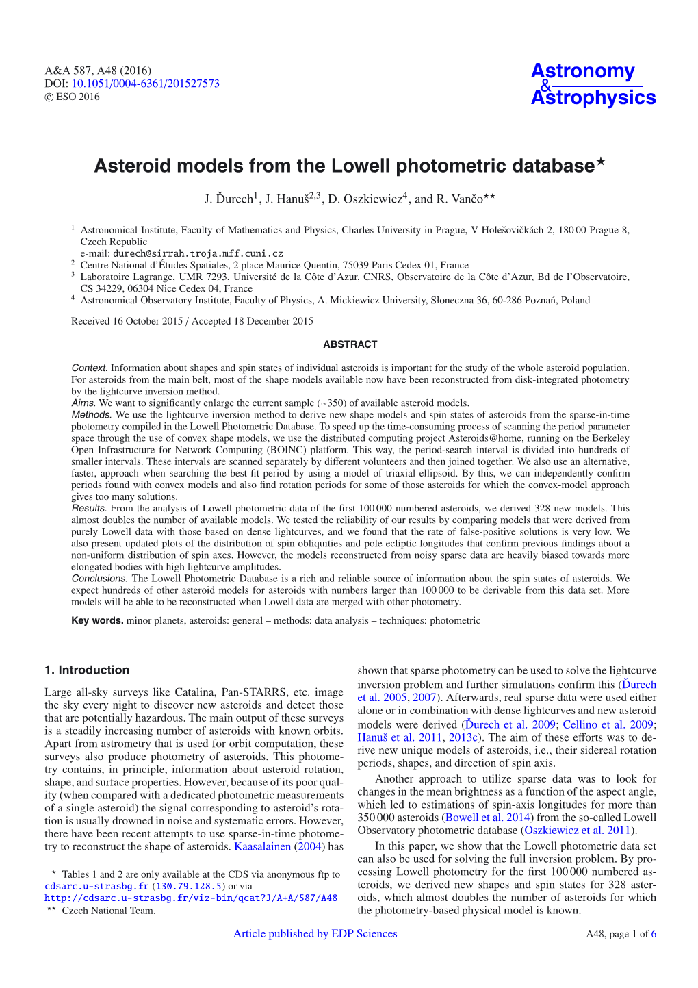 Asteroid Models from the Lowell Photometric Database⋆