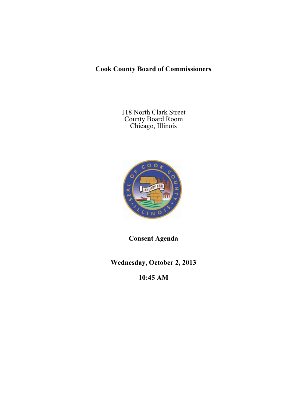 Cook County Board of Commissioners 118 North Clark Street County