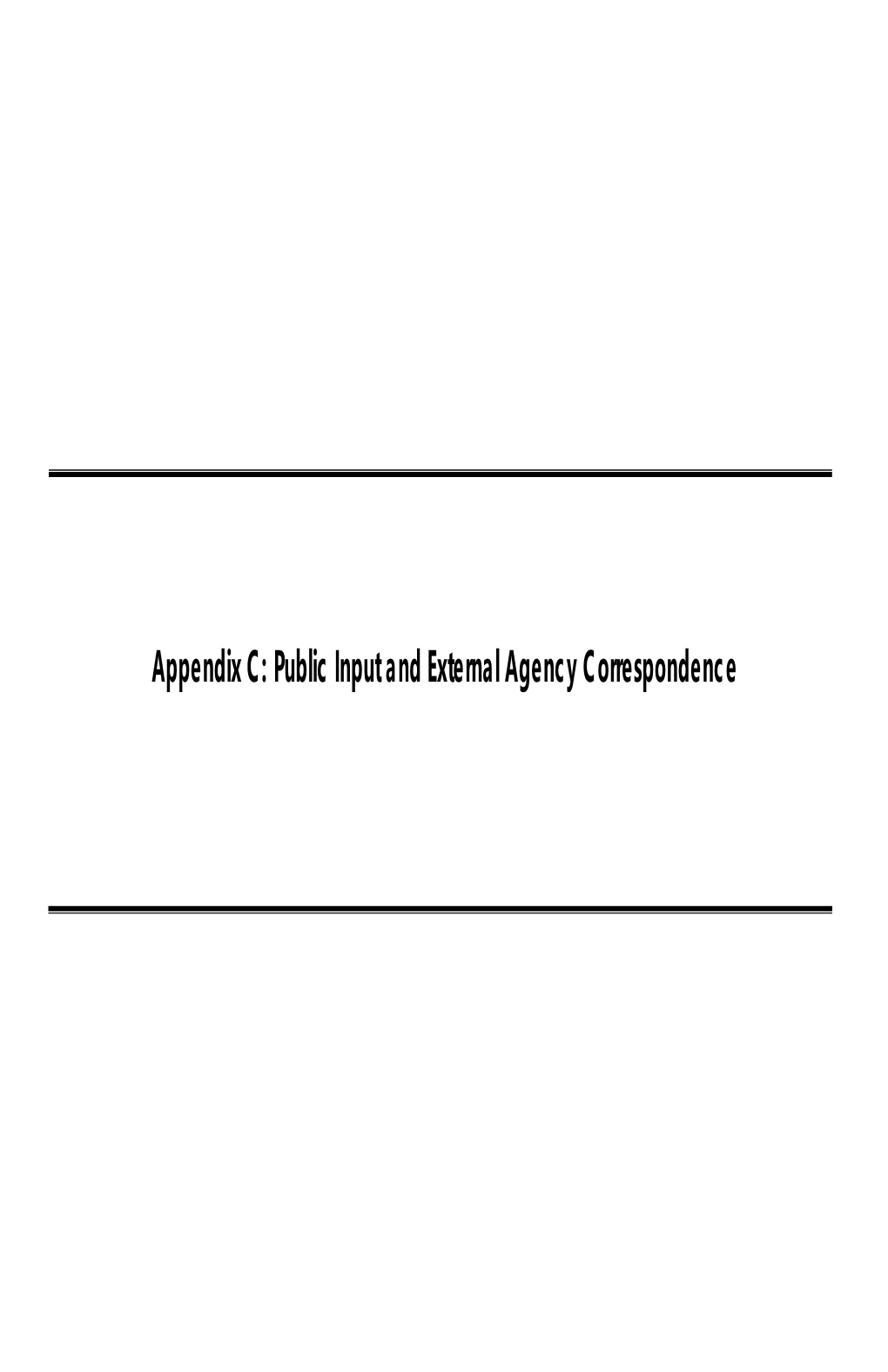 Appendix C: Public Input and External Agency Correspondence