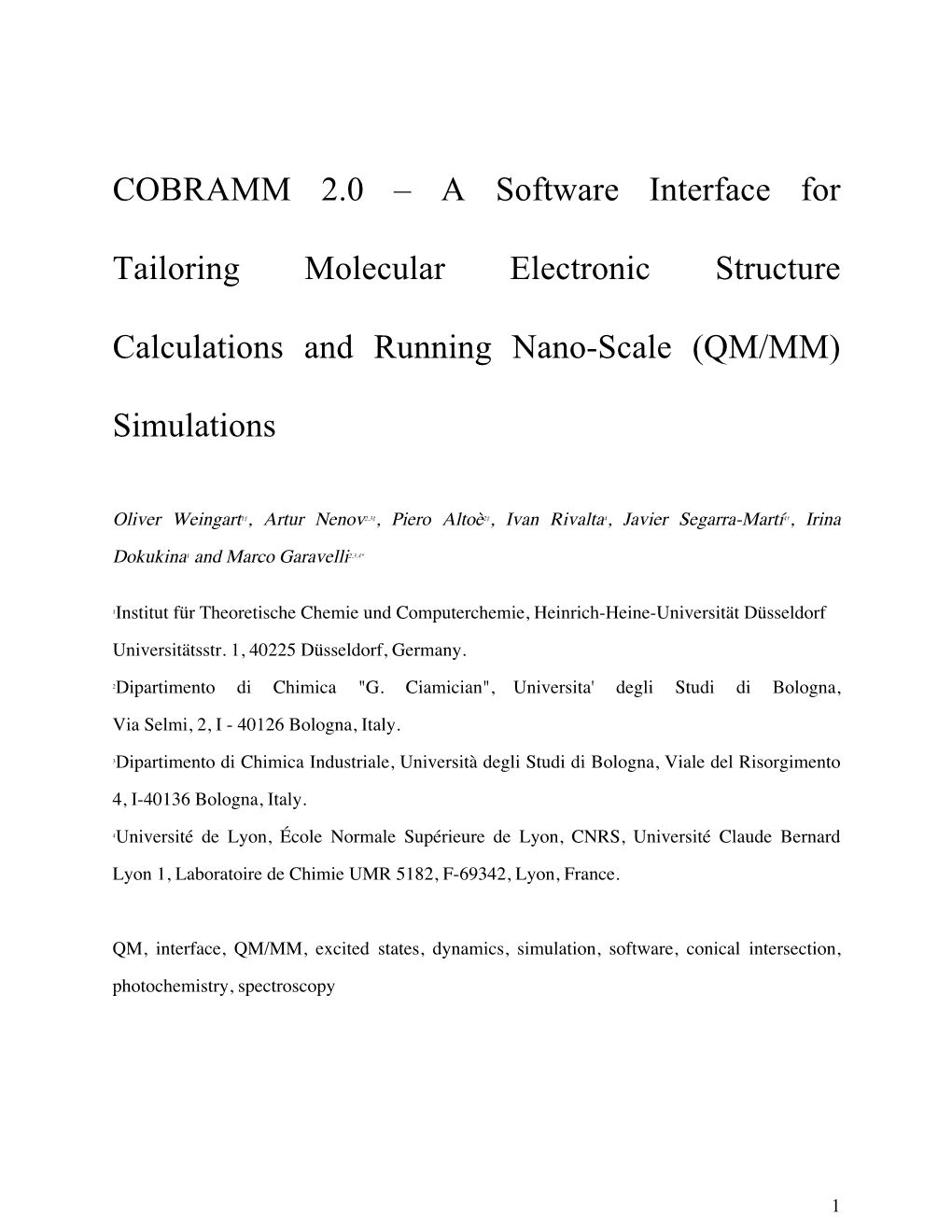 COBRAMM 2.0 – a Software Interface for Tailoring Molecular Electronic