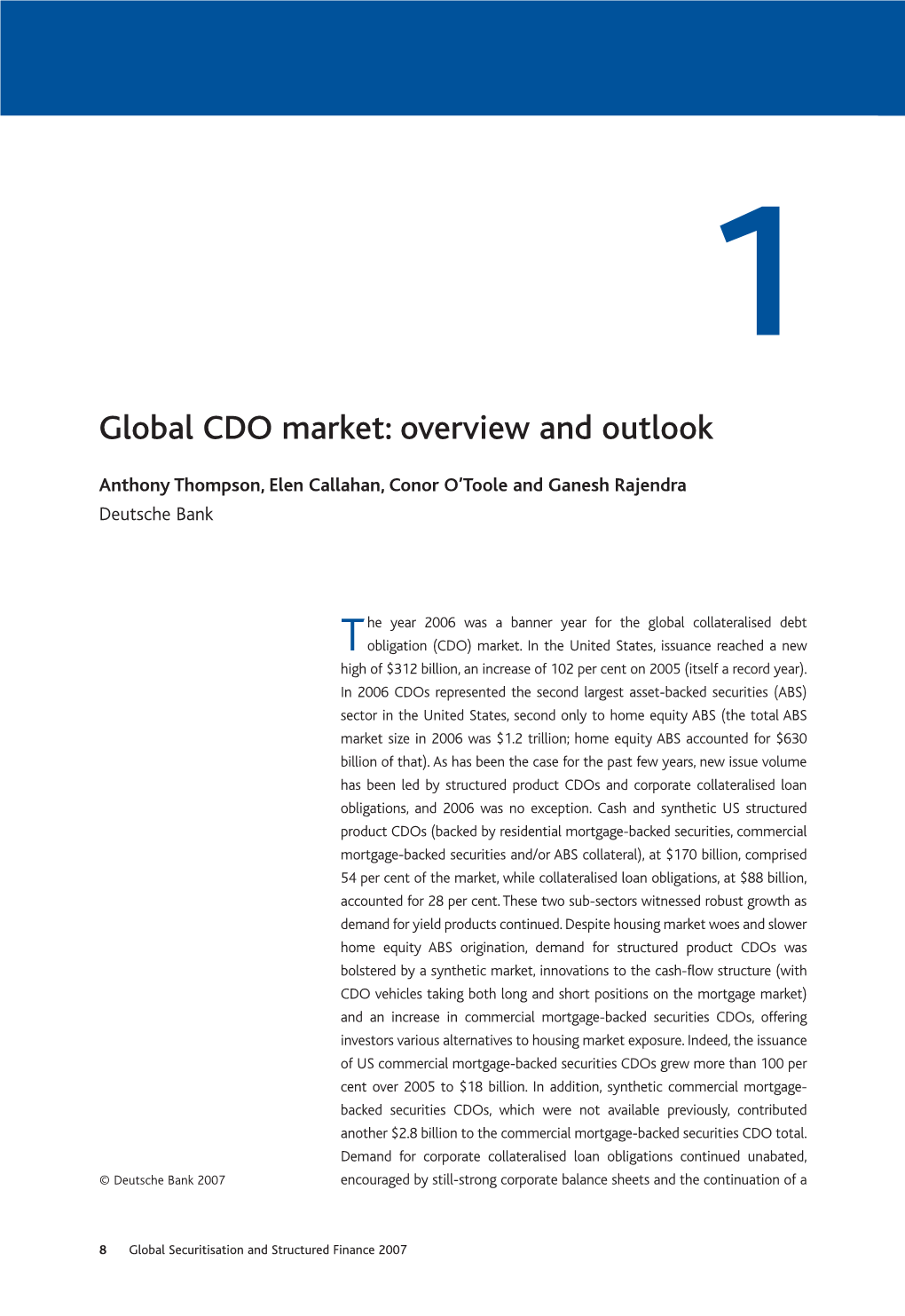 Global CDO Market: Overview and Outlook
