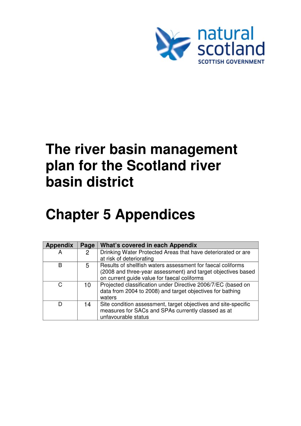 Scotland RBMP Chapter 5: Appendices