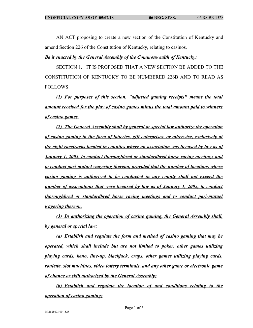 Unofficial Copy As of 02/16/06 06 Reg. Sess. 06 Rs Br 1528
