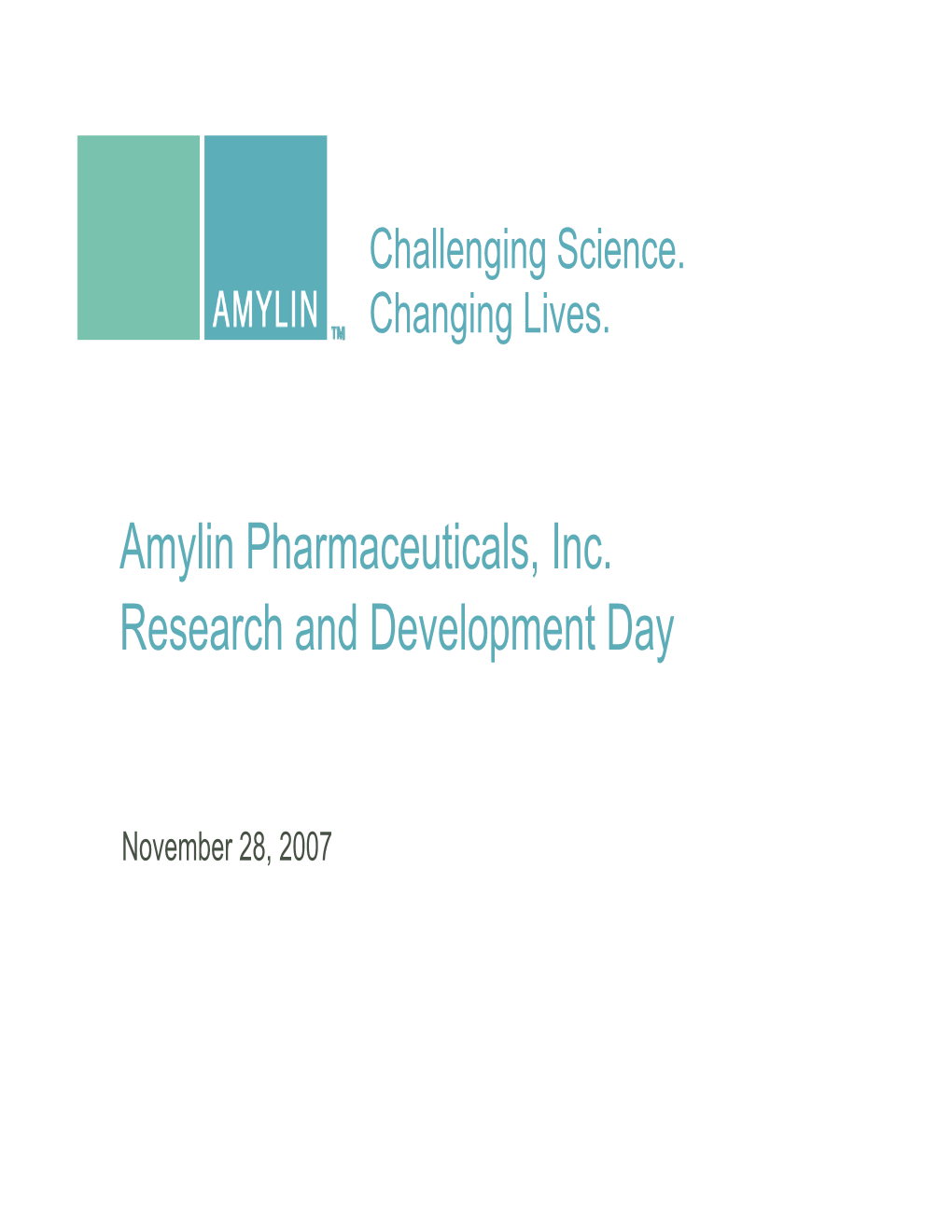 Amylin Pharmaceuticals, Inc. Research and Development Day