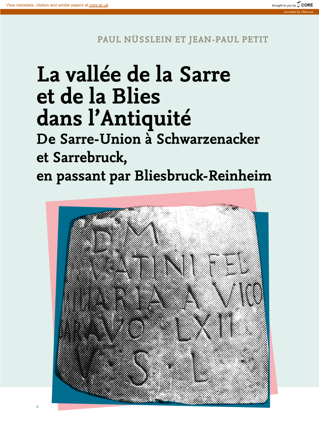 La Vallée De La Sarre Et De La Blies Dans L'antiquité