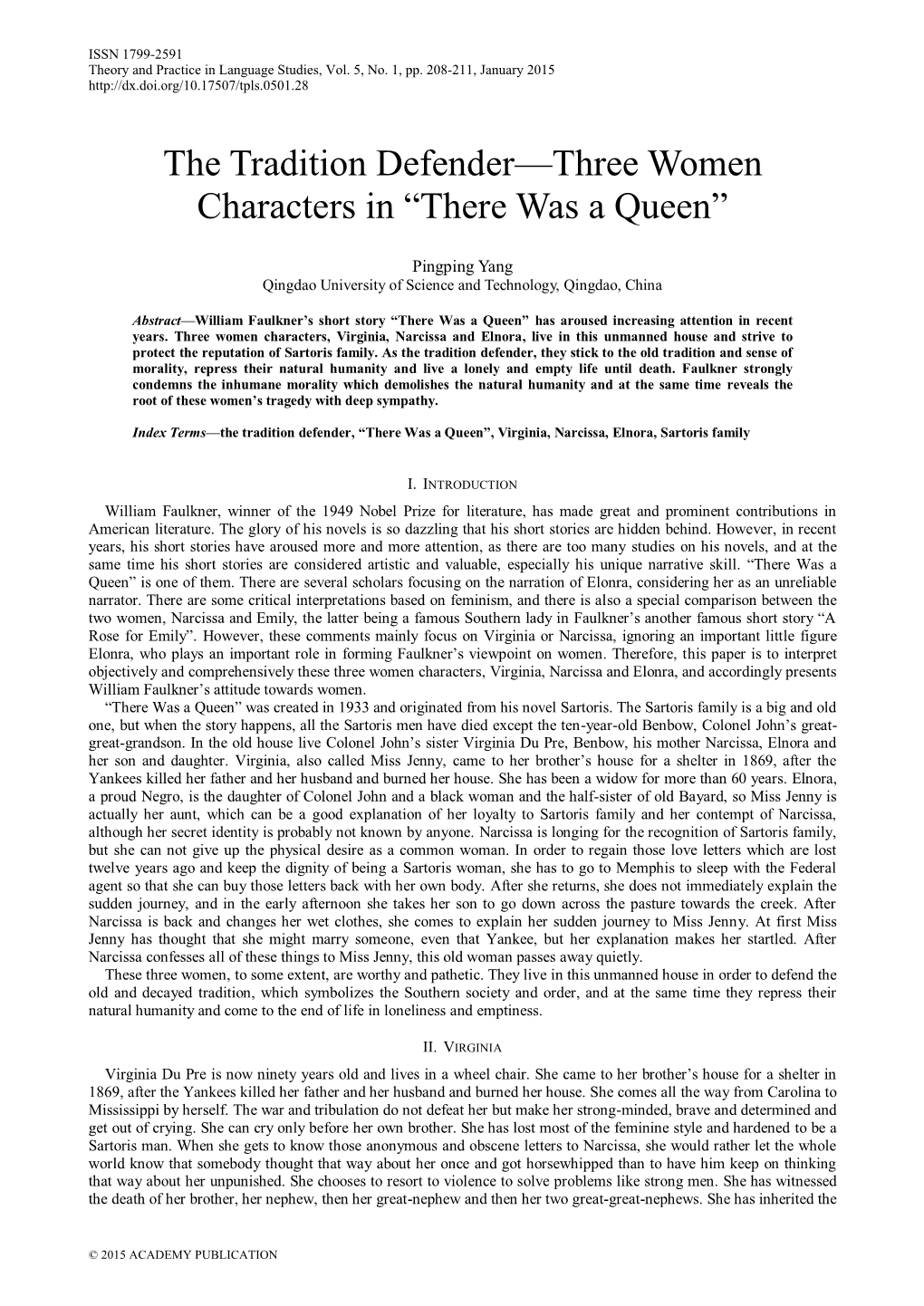 The Tradition Defender—Three Women Characters in “There Was a Queen”