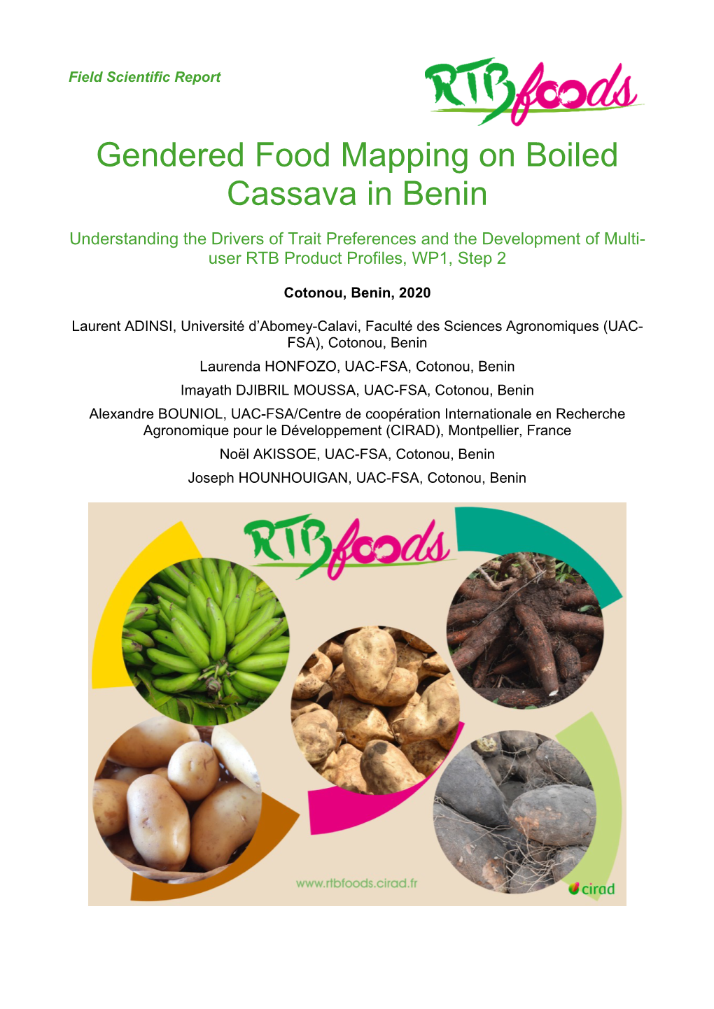 Gendered Food Mapping on Boiled Cassava in Benin