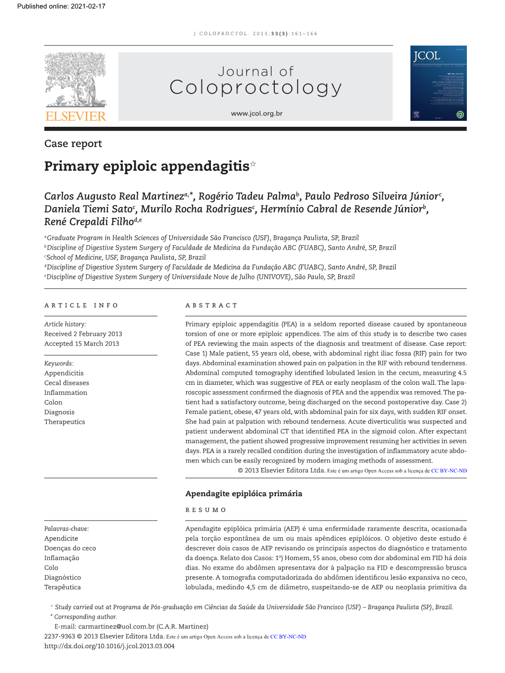 Primary Epiploic Appendagitis☆