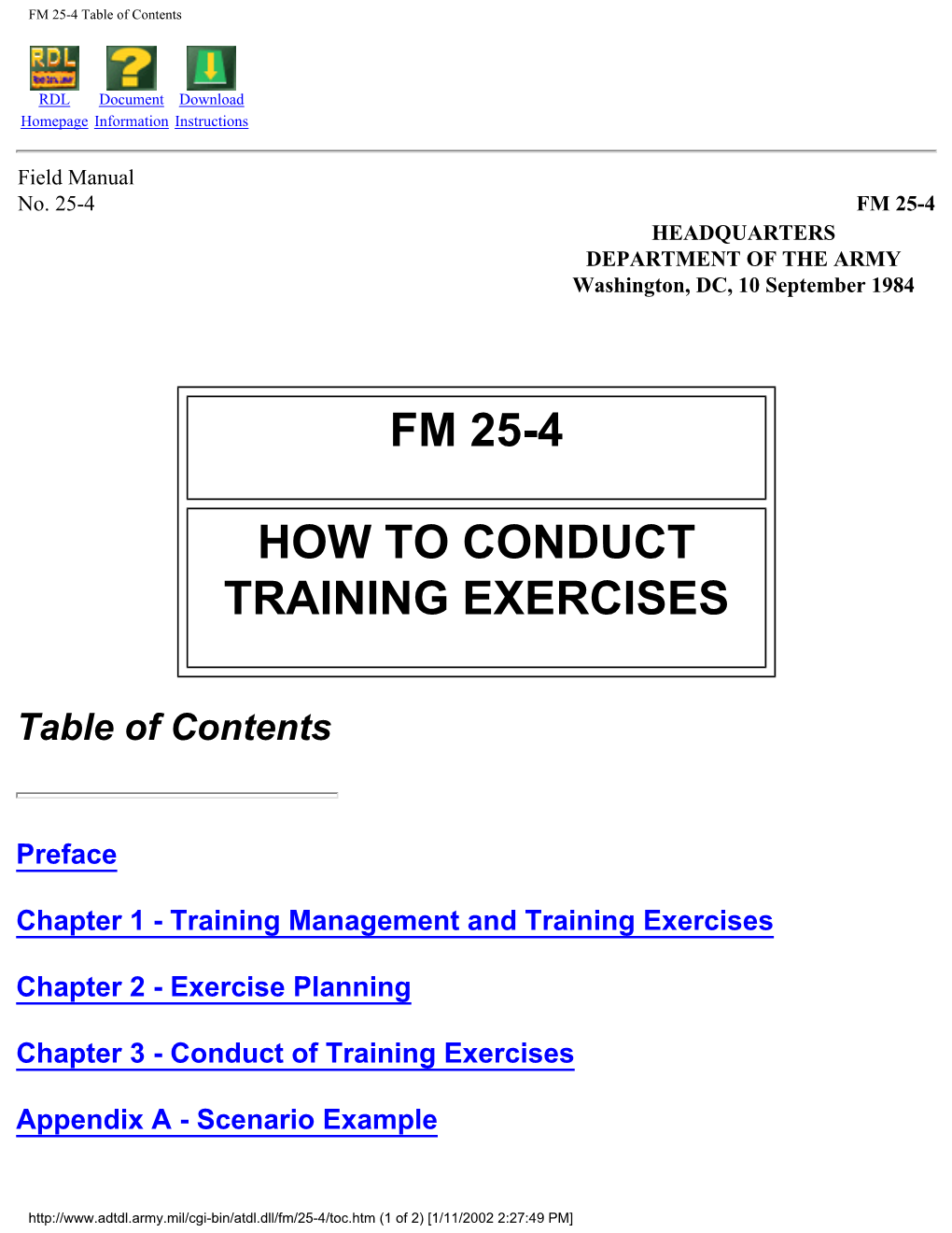 FM 25-4 How to Conduct Training Exercises