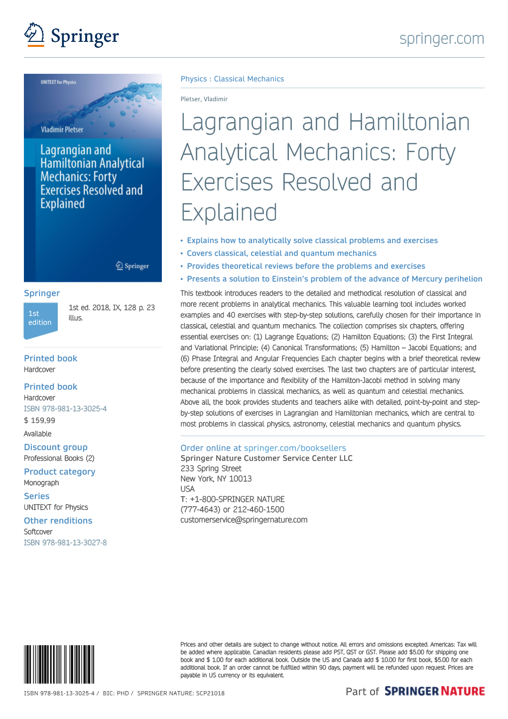 Lagrangian and Hamiltonian Analytical Mechanics: Forty Exercises Resolved and Explained