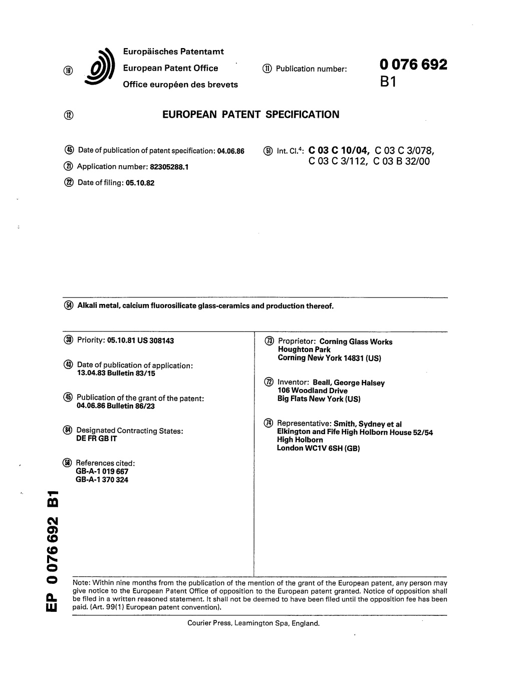 Alkali Metal, Calcium Fluorosilicate Glass-Ceramics and Production