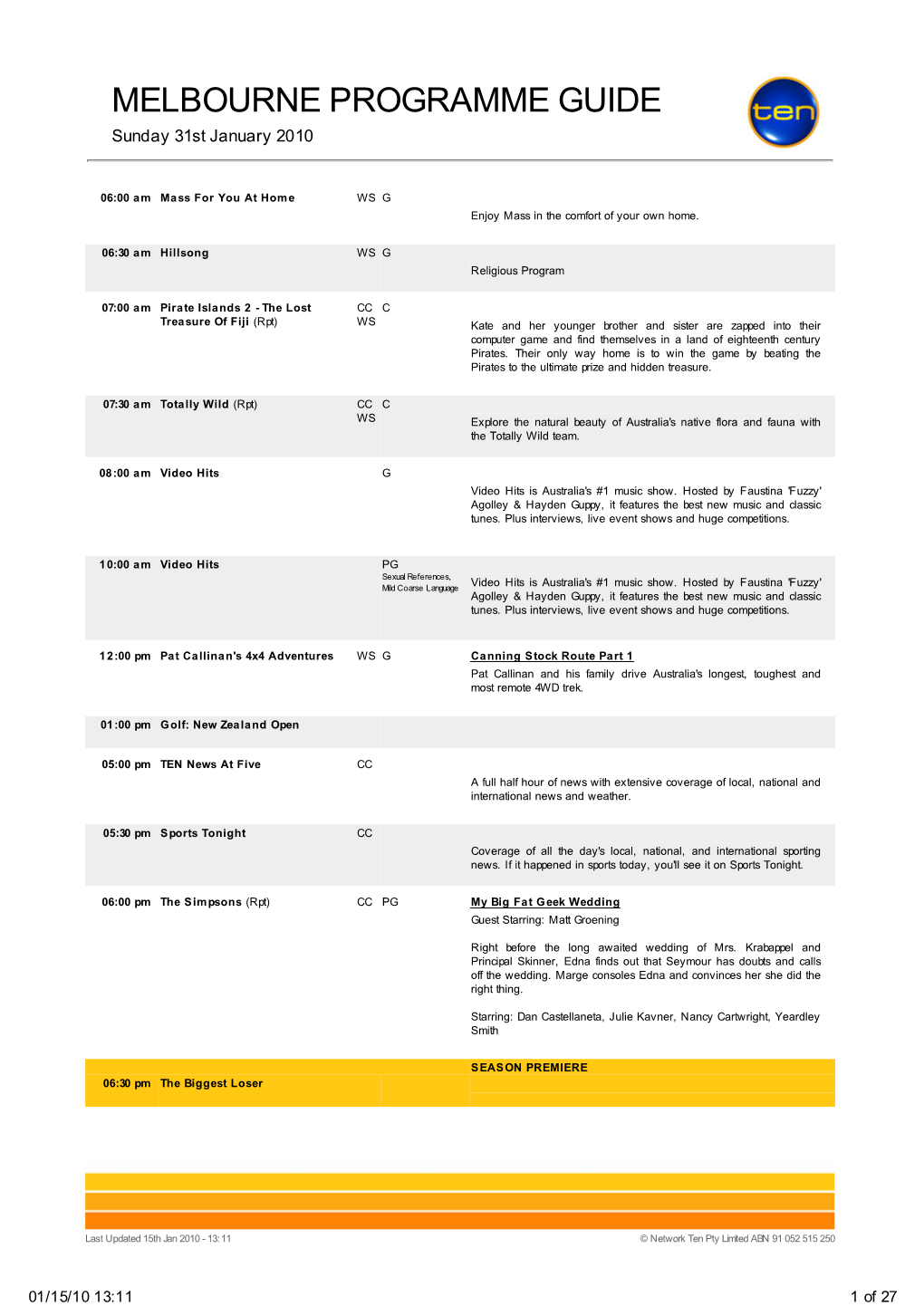 Melbourne Programme Guide