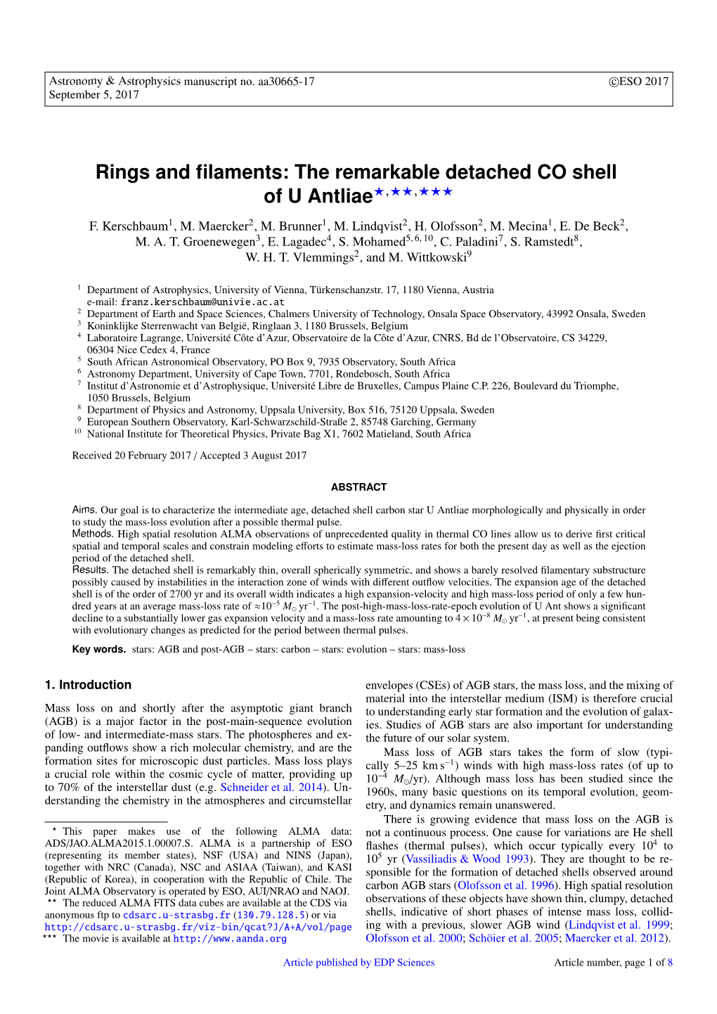 Rings and Filaments: the Remarkable Detached CO Shell of U Antliae