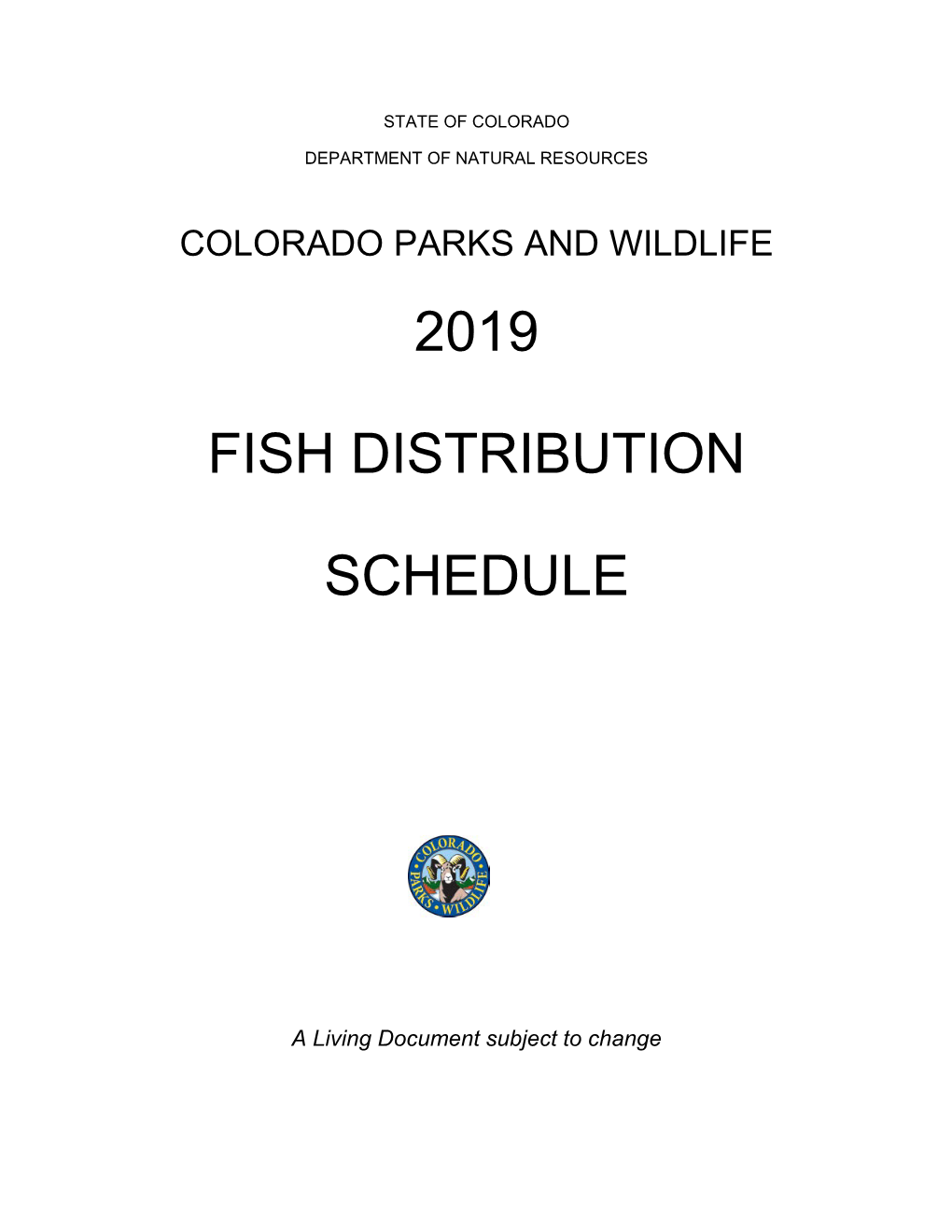 2019 Fish Distribution Schedule