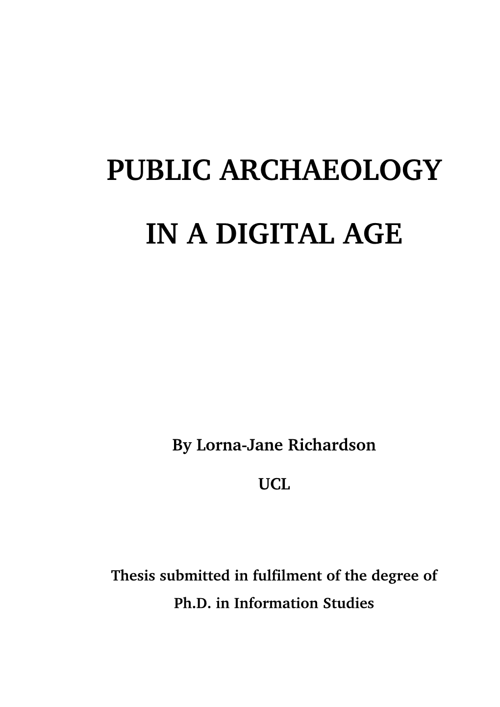 Public Archaeology in a Digital