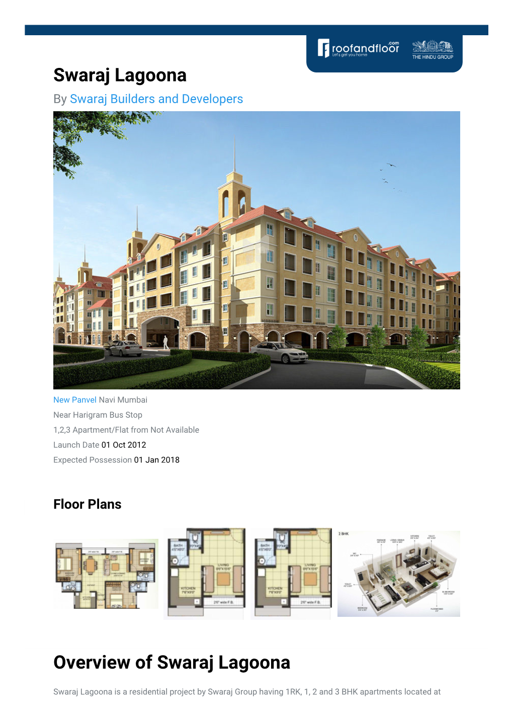 Swaraj Lagoona by Swaraj Builders and Developers