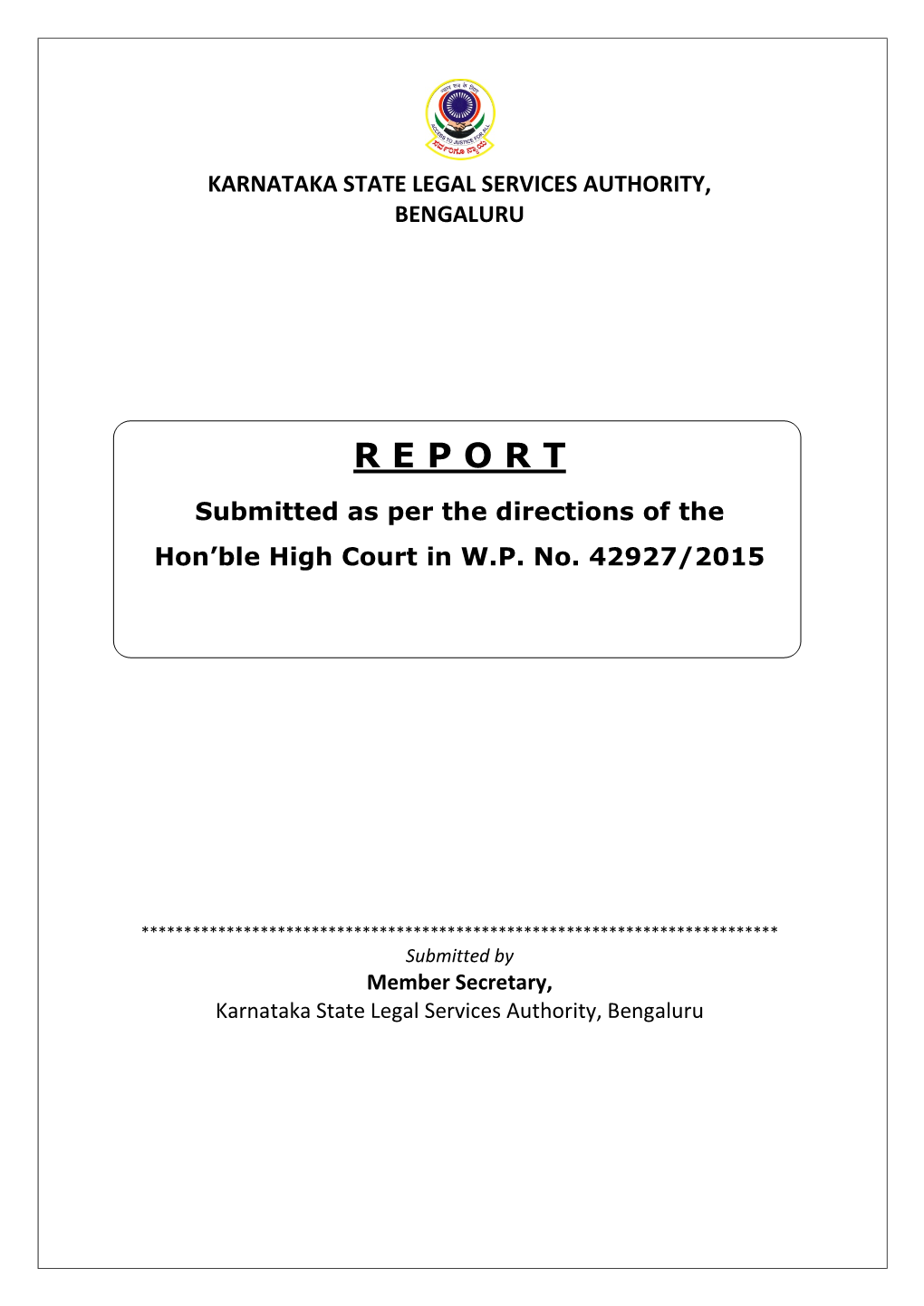 Report- As Per the Direction of Hon'ble High Court of Karnataka In