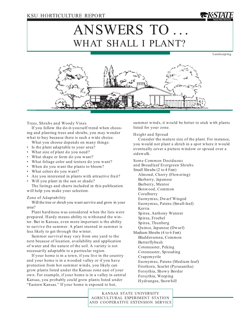 MF434 Answers To: What Shall I Plant?
