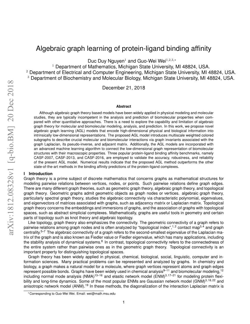 Algebraic Graph Learning of Protein-Ligand Binding Affinity