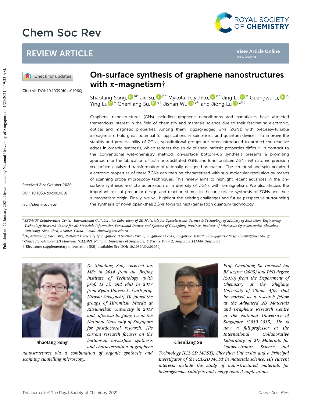 On-Surface Synthesis of Graphene Nanostructures with π