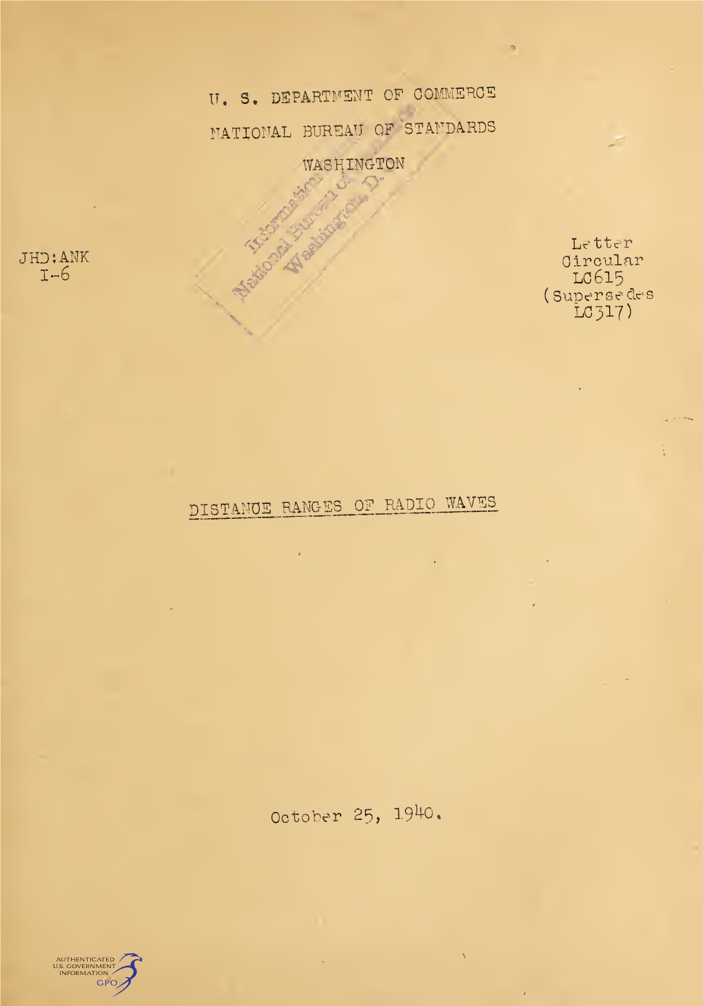 Letter Circular 615: Distance Ranges of Radio Waves