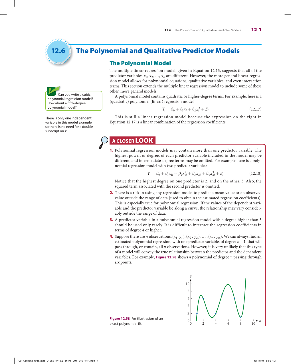 12.6 the Polynomial and Qualitative Predictor Models 12-1