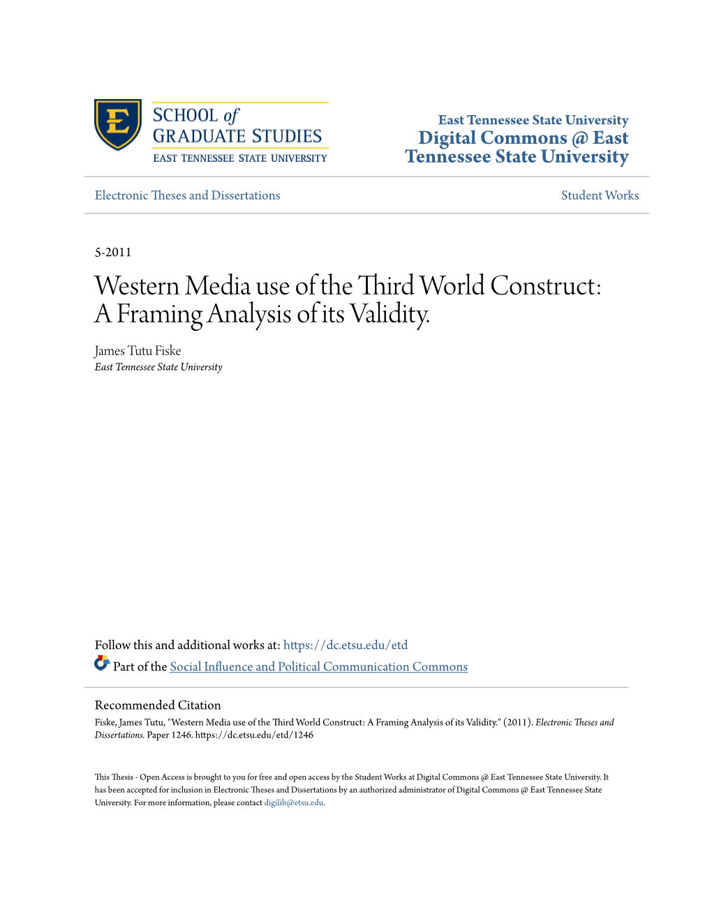 Western Media Use of the Third World Construct: a Framing Analysis of Its Validity