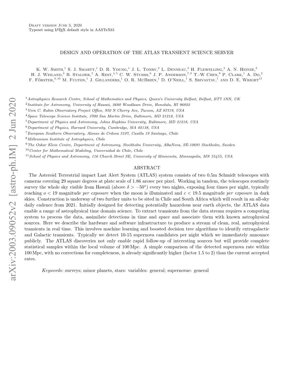 Design and Operation of the Atlas Transient Science Server