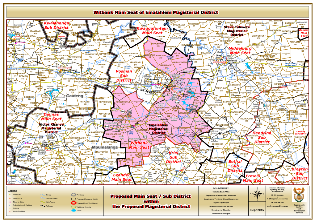 Gauteng Mpumalanga Proposed Main Seat / Sub District Within The