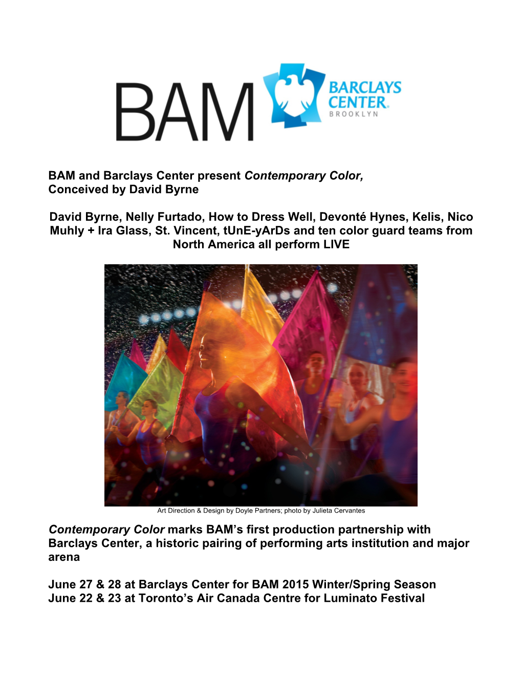 BAM and Barclays Center Present Contemporary Color, Conceived by David Byrne