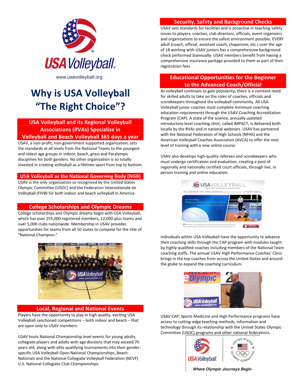 Why Is USA Volleyball “The Right Choice”?