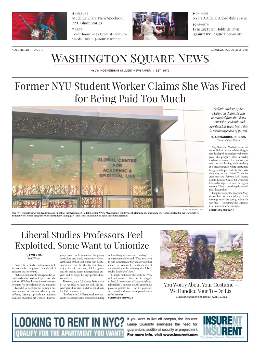 Former NYU Student Worker Claims She Was Fired for Being Paid Too