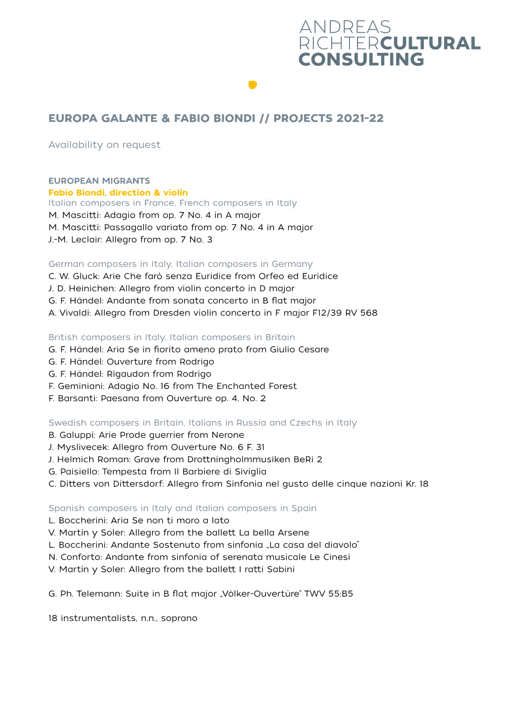 Europa Galante Projects 2021-22