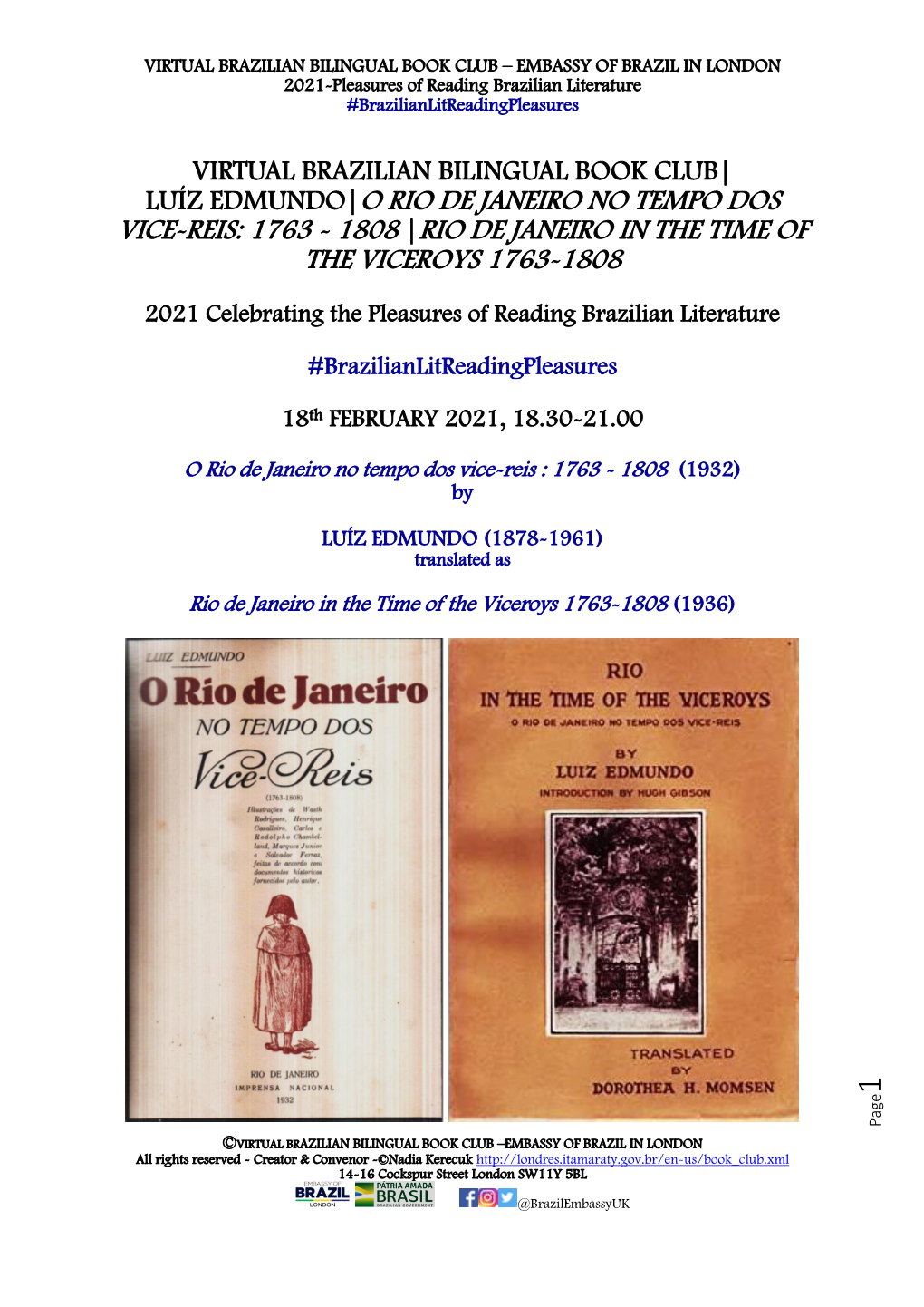 Luíz Edmundo|O Rio De Janeiro No Tempo Dos Vice-Reis: 1763 - 1808 |Rio De Janeiro in the Time of the Viceroys 1763-1808