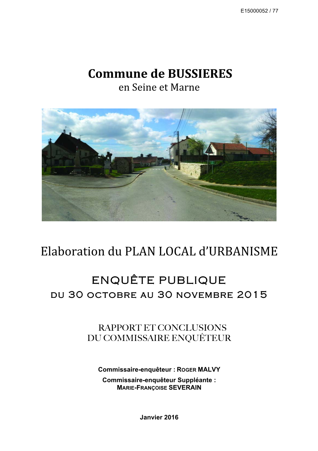 Commune De BUSSIERES Elaboration Du PLAN LOCAL Dsurbanisme