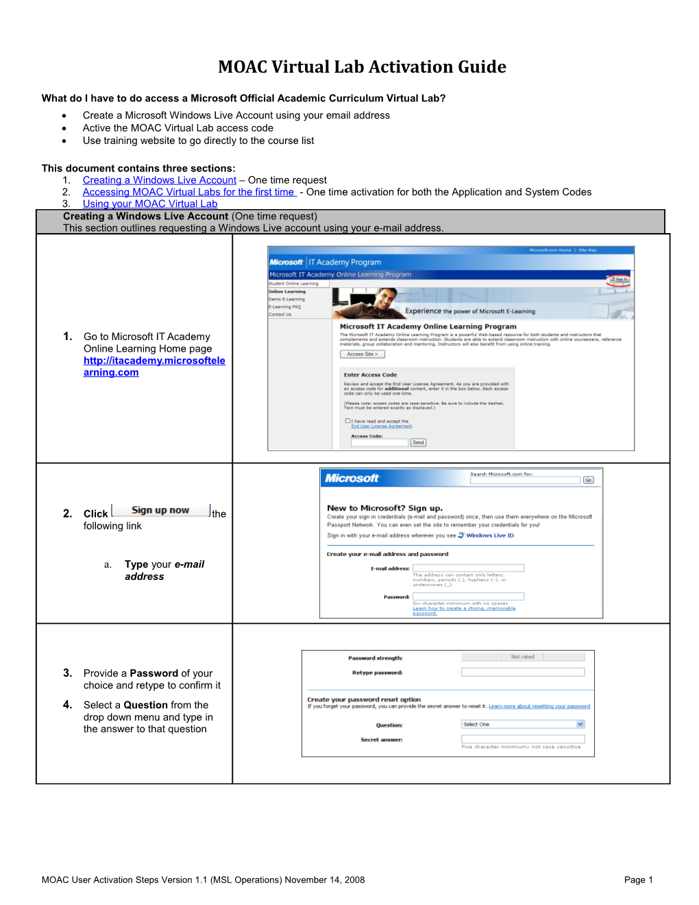 MOAC Virtual Lab Activation Guide