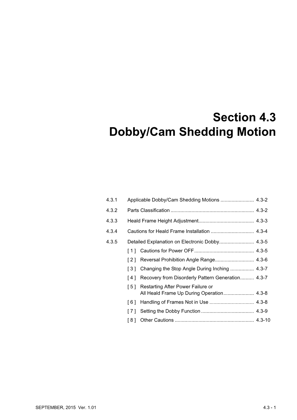 Section 4.3 Dobby/Cam Shedding Motion