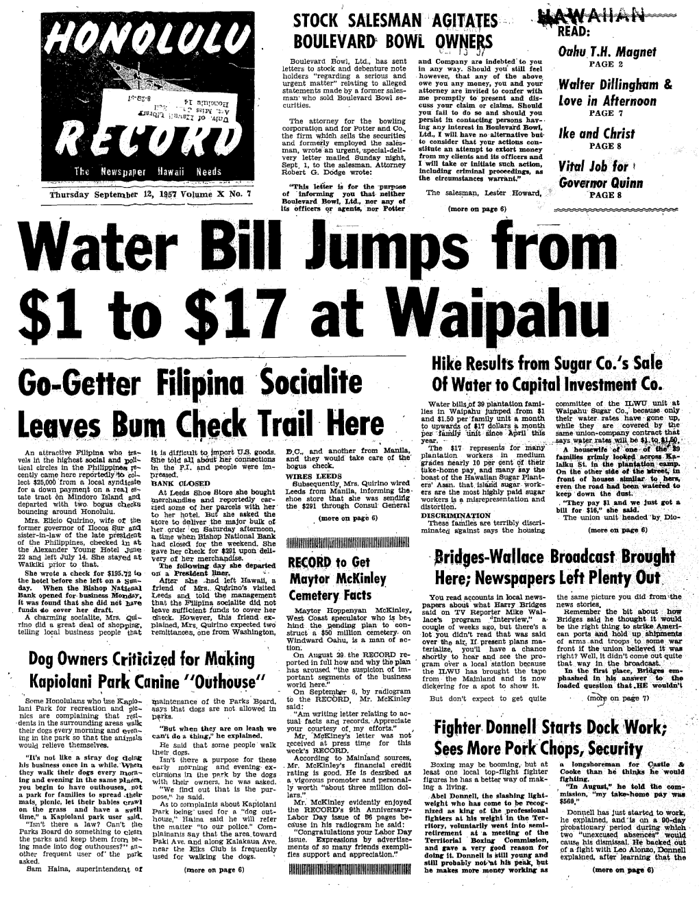 Water Bill Jumps $1 to $17 at Waipahu
