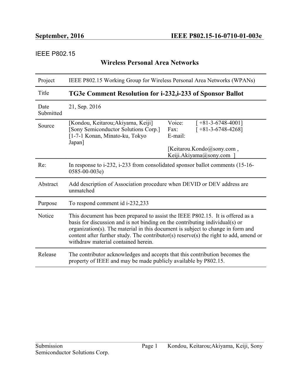 Tg3e Comment Resolution for I-232,I-233 of Sponsor Ballot